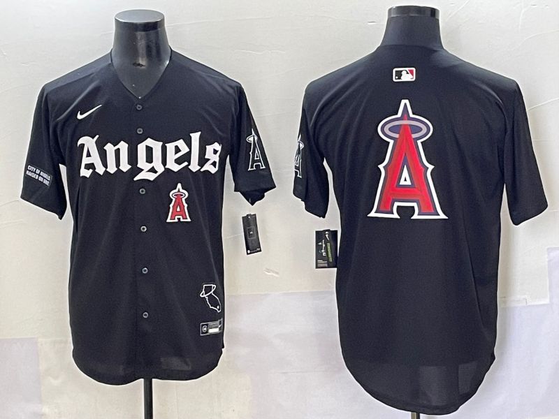 Men 2025 Los Angeles Angels Blank Black Five generations Joint Name Nike MLB Jersey style 22->los angeles angels->MLB Jersey